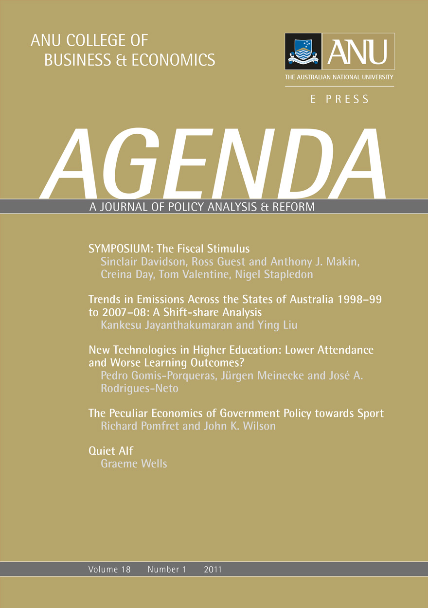 Agenda - A Journal of Policy Analysis and Reform: Volume 18, Number 1, 2011