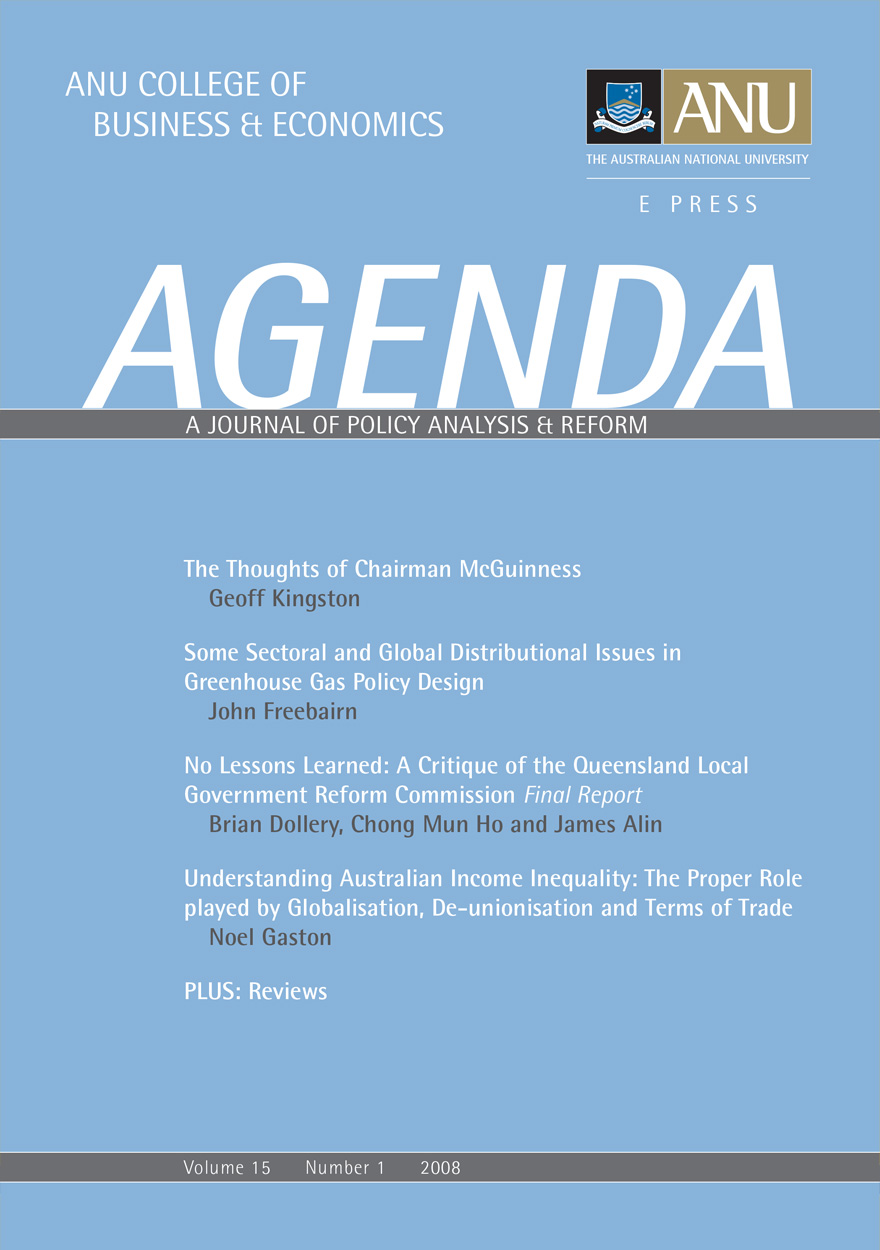 Agenda - A Journal of Policy Analysis and Reform: Volume 15, Number 1, 2008