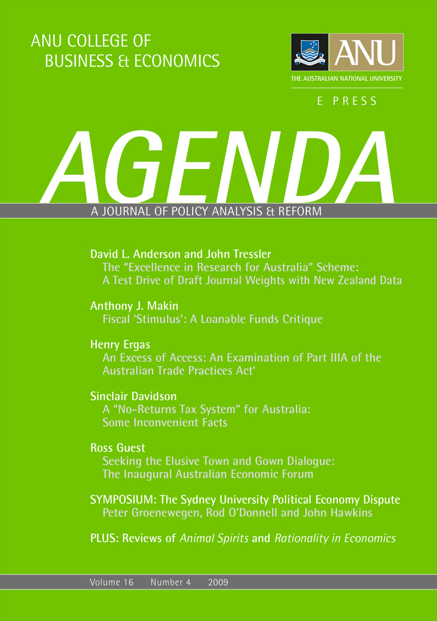 Agenda - A Journal of Policy Analysis and Reform: Volume 16, Number 4, 2009