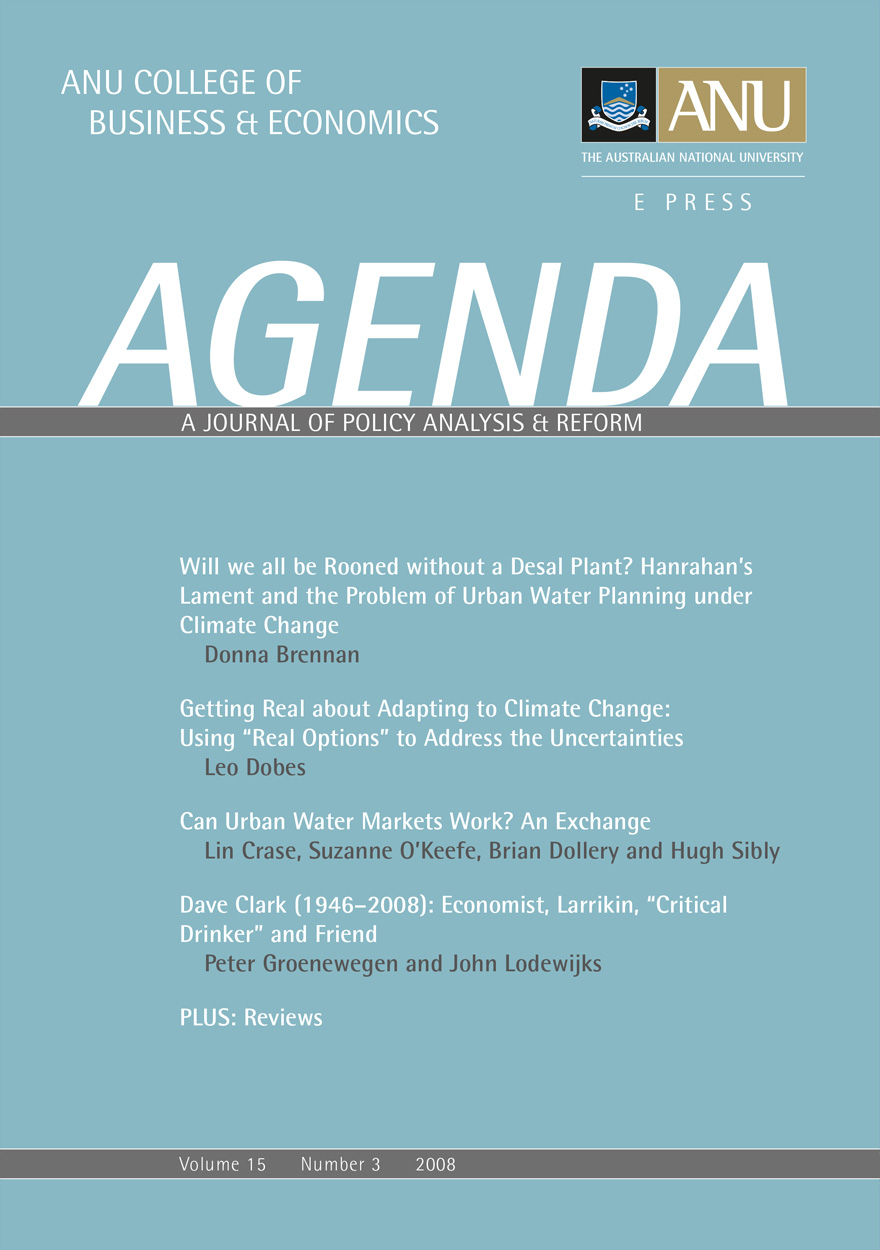 Agenda - A Journal of Policy Analysis and Reform: Volume 15, Number 3, 2008