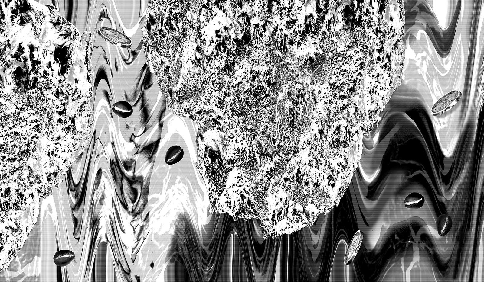 Artist's evocation of disturbances and foam