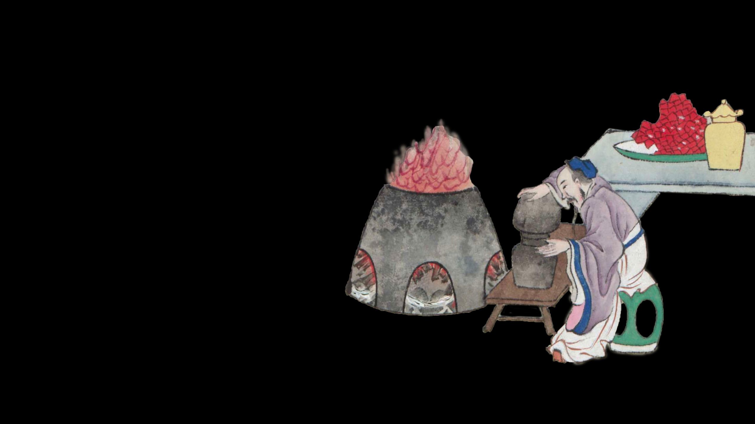 Alchemist concocting elixir
