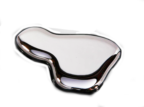 Drop of silvery mercury
