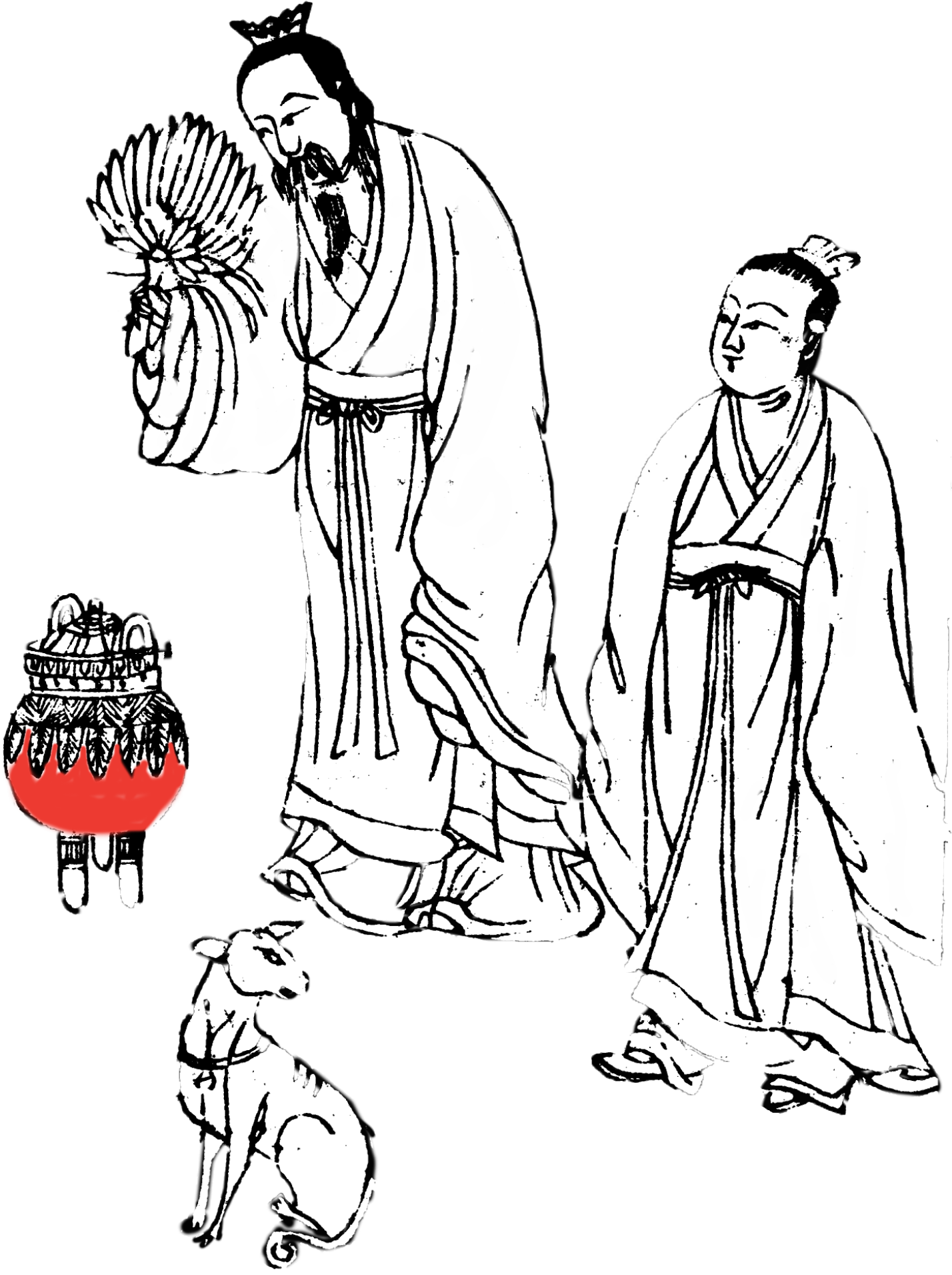 Wei Boyang preparing elixir accompanied by dog and disciple
