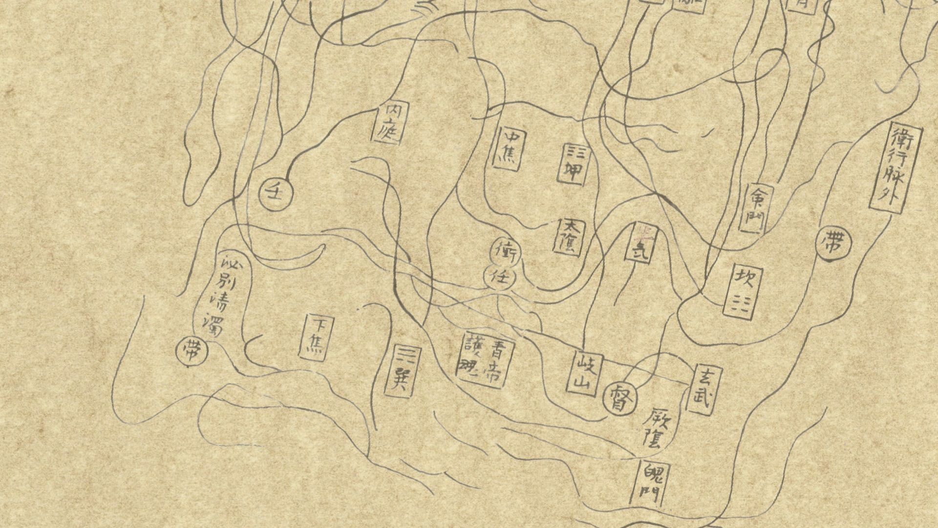 Chinese map of sites with connections