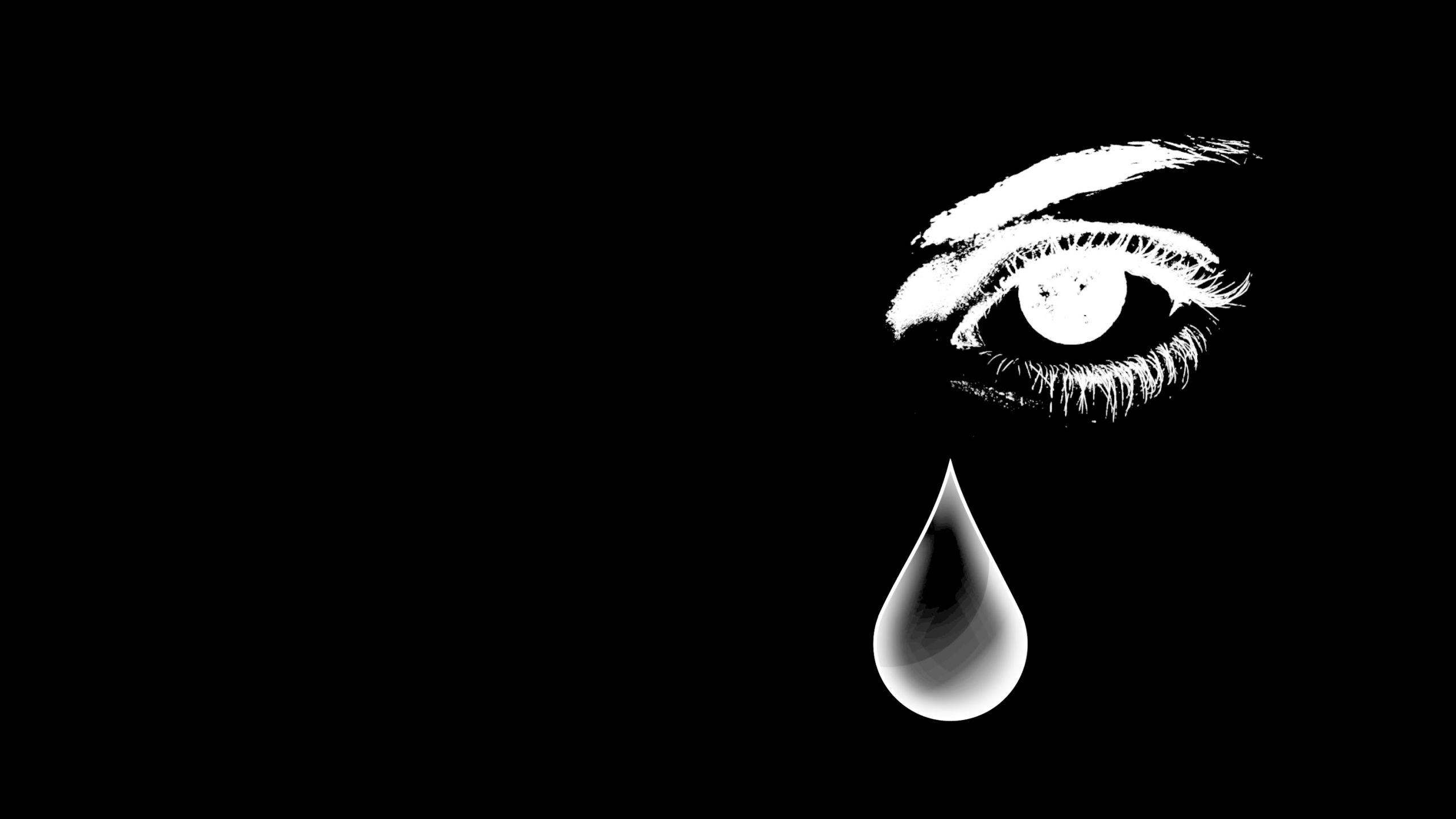 One eye with teardrop falling out