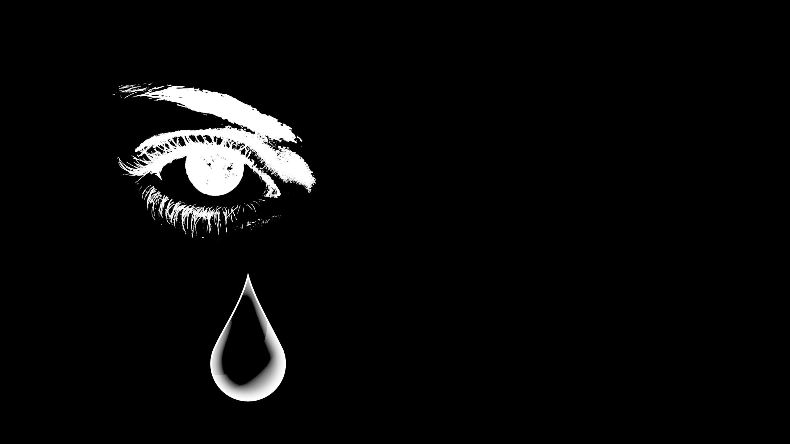 One eye with teardrop falling out