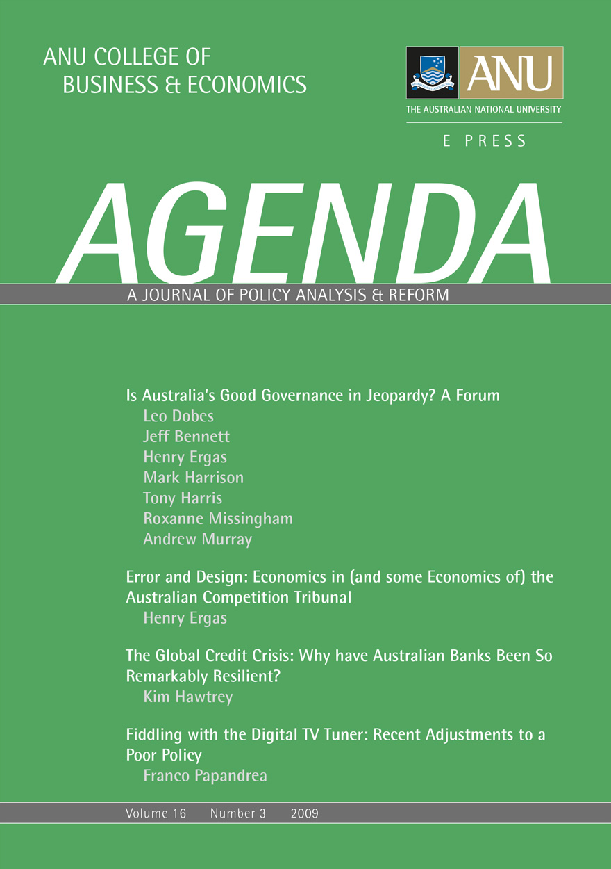 Agenda - A Journal of Policy Analysis and Reform: Volume 16, Number 3, 2009