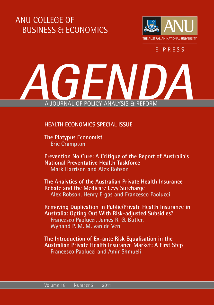 Agenda - A Journal of Policy Analysis and Reform: Volume 18, Number 2, 2011