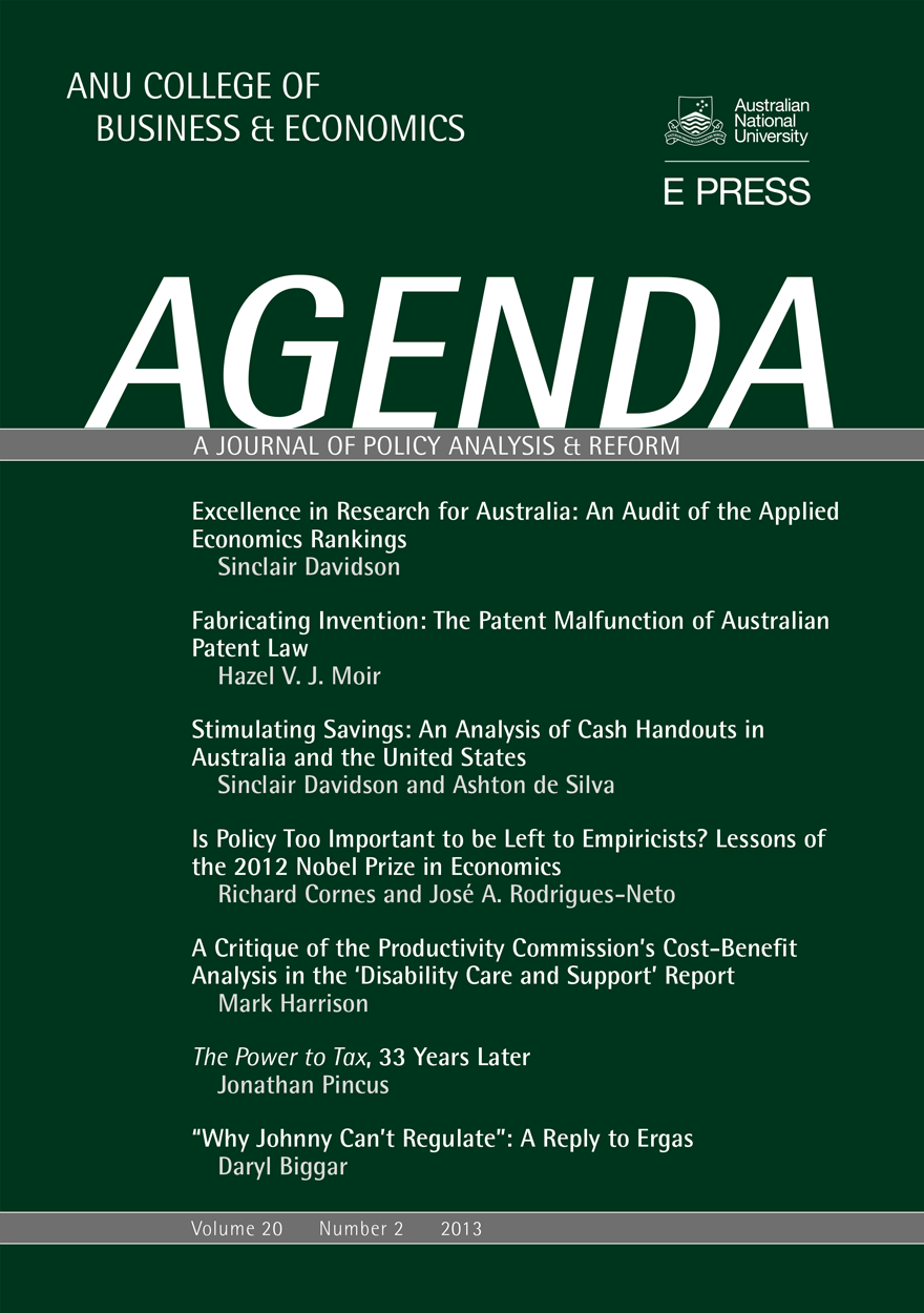Agenda - A Journal of Policy Analysis and Reform: Volume 20, Number 2, 2013