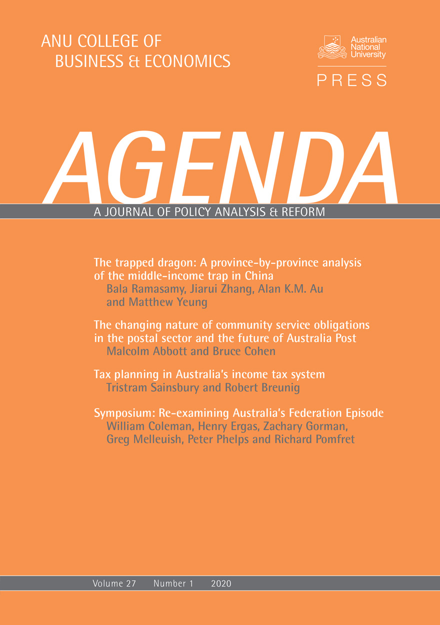 Agenda - A Journal of Policy Analysis and Reform: Volume 27, Number 1, 2020