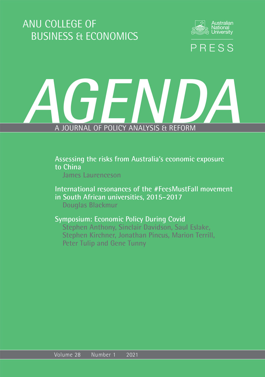 Agenda - A Journal of Policy Analysis and Reform: Volume 28, Number 1, 2021